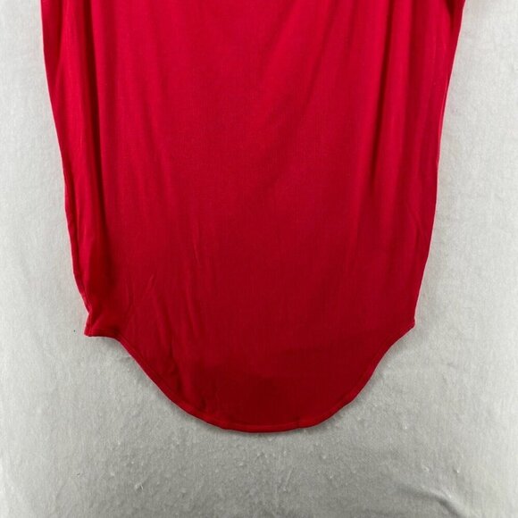 Express Top Women's Sz XS Red Round Neck Short Sleeve Stretch Long Back Pullover - Picture 7 of 11